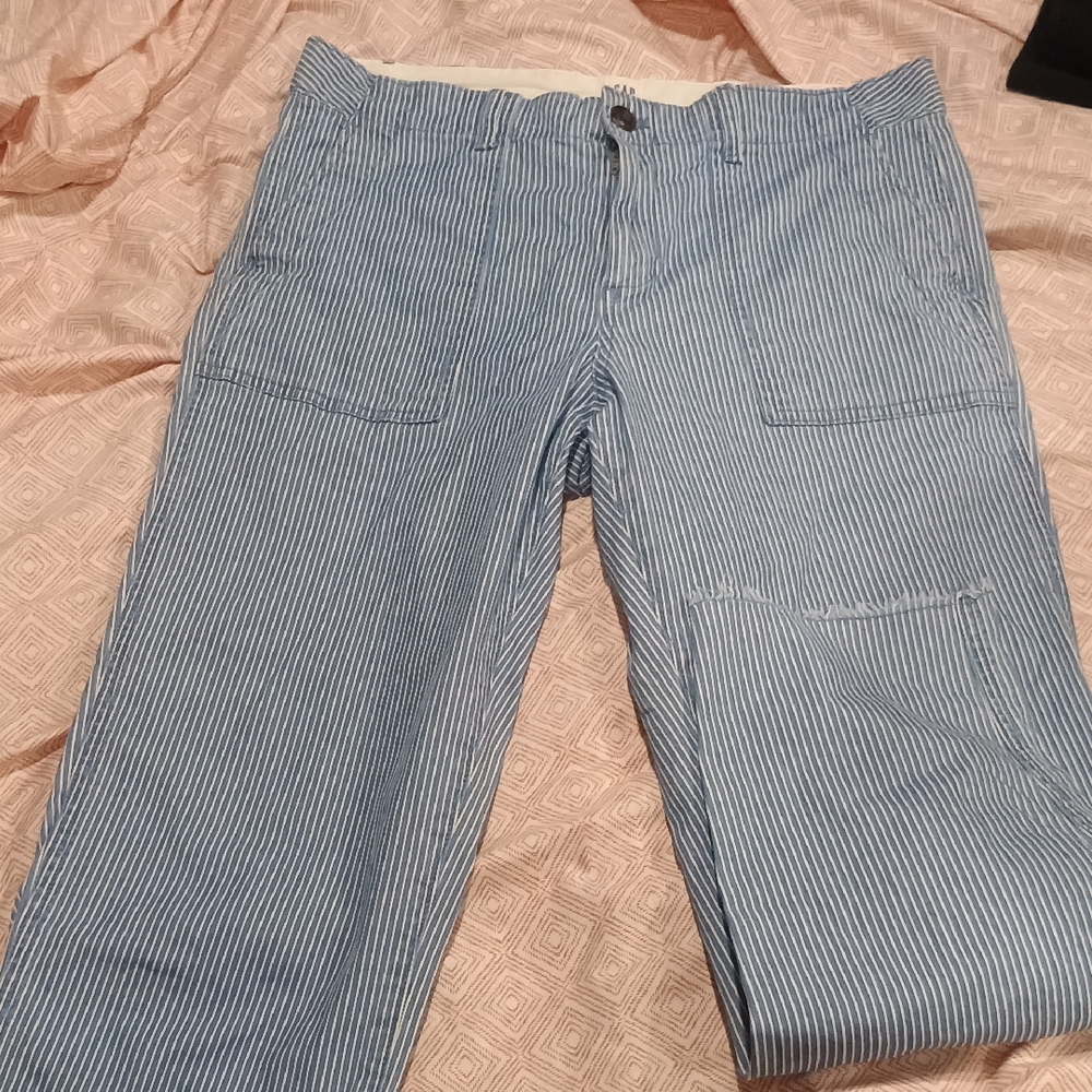 GAP Blue & White Pinstripe Ankle Pants